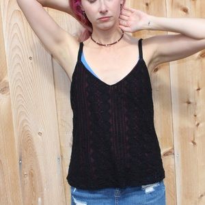 Y2K Black + Maroon Lace Tank 🐙